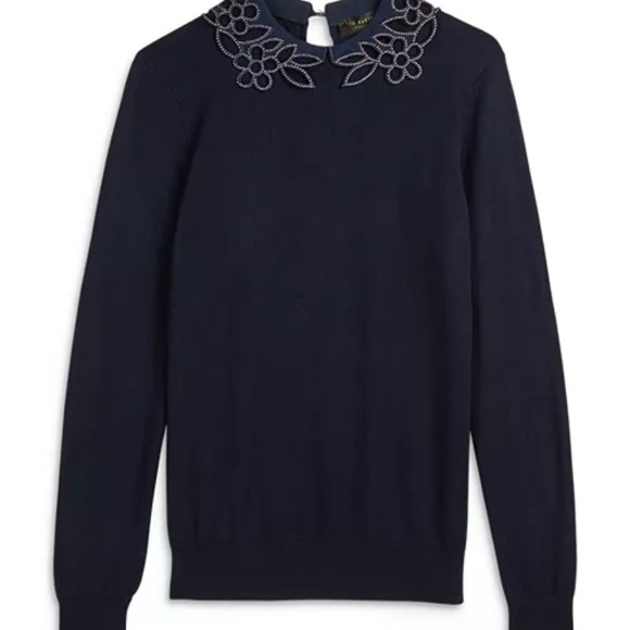 Ted Baker Sweaters - Ted Baker Azaleo Embellished Collar Sweater - EUC